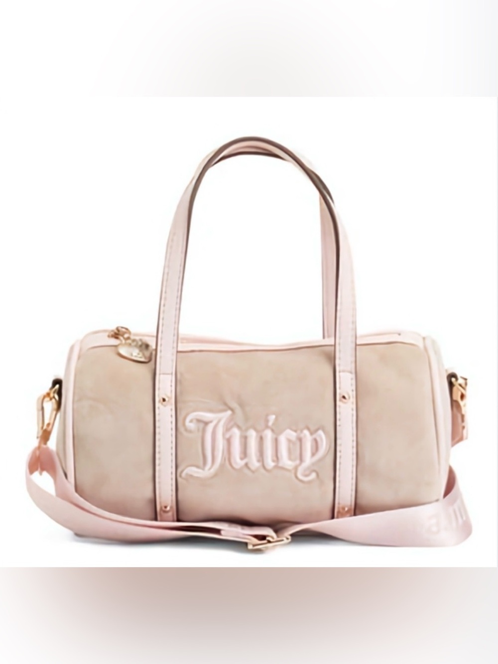 Juicy Couture Queen of Everything Velour Mini Barrel Bag Pink Crossbody Y2K